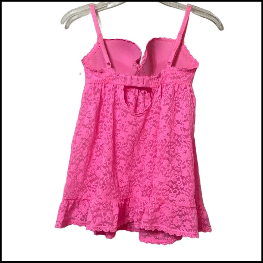 VICTORIA SECRET Pink Lace Bustier Babydoll 34D Lingerie Intimates - Picture 5 of 8